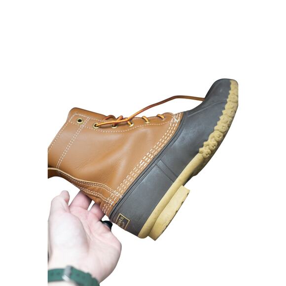L.L. Bean Duck Boots Brown Leather Rubber Rain Boots Made in USA